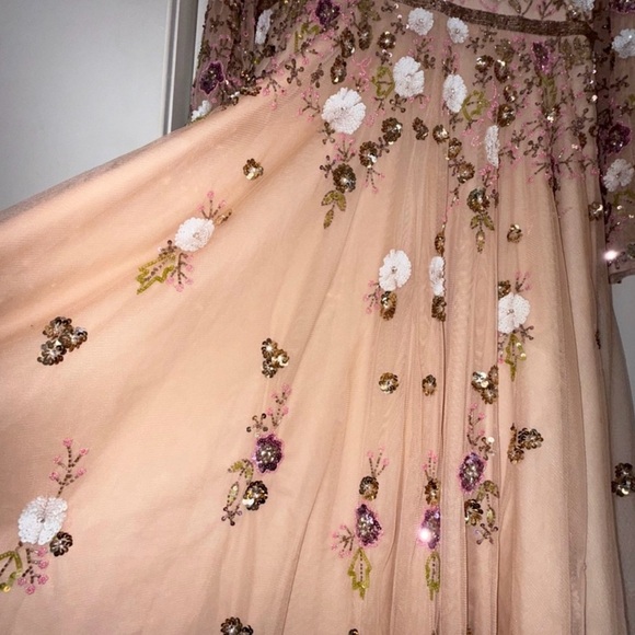 Mac Duggal Pink/Blush Sequin Floral Midi Dress - Picture 7 of 13